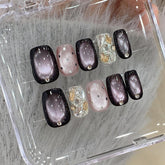 Ditto handmade midnight glow cat-eye press-on nails short square reusable