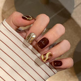 Handemade Molten Amber Press-On Nails–Short SQUARE | 10 PCS Set