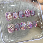 Ditto handmade amethyst luxe gem press-on nails short square reusable fake nails