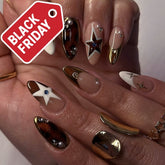 Tortoiseshell Ombre Star Stiletto Press-On Nails–Medium Almond | 24PCS Set