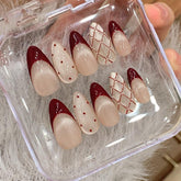 Handemade French Rouge Cat-Eye Press-On Nails –Long ALMOND | 10 PCS Set