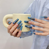 Handmade Denim Angel Press-On Nails – Square | Long