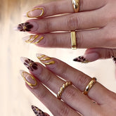 Gold Powder Press-On Nails- Almond |Medium