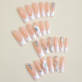 Crystal Blossom Press-On Nails – Square | Extra Long