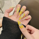 Handmade Sunny Yellow Press-On Nails – Stiletto | Long