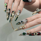 Custom Emerald Sparkle Press-On Nails