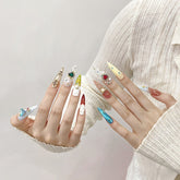 Handmade Jewel Blossom Press-On Nails – Stiletto |Long