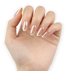 30-Piece Classic French Short Almond Nails
