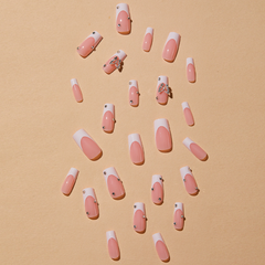 French Butterfly Diamond Press-On Nails - SQUARE | Long