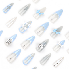 Blue Ribbon Press-On Nails – STILETTO | Extra Long