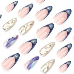 Celestial Blue Press-On Nails – ALMOND |Long