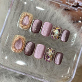 Ditto handmade nocturne violet press-on nails short square reusable fake nails