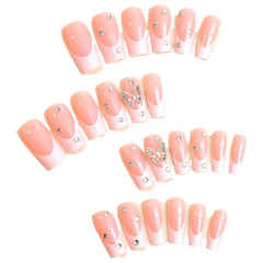French Butterfly Diamond Press-On Nails - SQUARE | Long