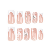 Sparkling Diamond Flower Press-On Nails –SQUARE| Medium