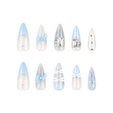 Blue Ribbon Press-On Nails – STILETTO | Extra Long