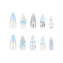 Blue Ribbon Press-On Nails – STILETTO | Extra Long