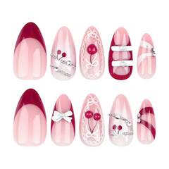 Cherry French Style Press - on Nails-Almond | Medium