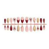 Festive Ruby Charm Press-On Nails –Short ALMOND | 24 PCS Set
