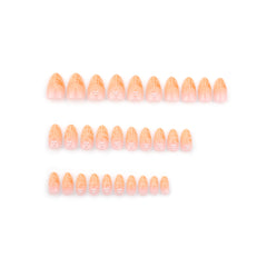 30-Piece Orange French 3D Shell Pearl Press-On False Nails