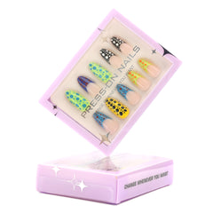 French Colorful Polka Dot Short Almond Press-On False Nails