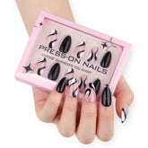 Black Almond Abstract Stripe Press-On Nails