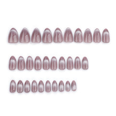 French Cat-Eye Clear Gray Almond Press-On Nails