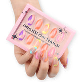 Color-Block Short Almond Press-On Nails