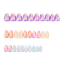 Color-Block Short Almond Press-On Nails