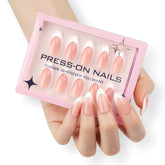30-Piece Pink French White-Tip Short Almond Nails