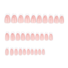 30-Piece Pink French White-Tip Short Almond Nails