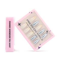 Silver Glitter Gradient Press-On Nails