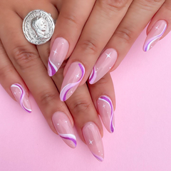 Wave Simplicity Pointed Press On Nails