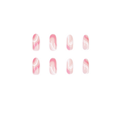 Minimalist Pink & White Press on Nails