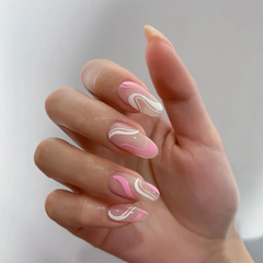 Minimalist Pink & White Press on Nails