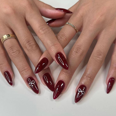 Wine Red Almond Nails