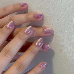 Crystal Cat-Eye Purple Press on Nails