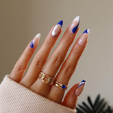 Geometric Blue & White Press On Nails