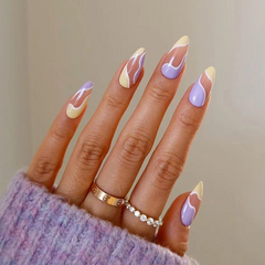 Creamy Purple French Tip Press On Nails