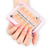 30-Piece Orange French 3D Shell Pearl Press-On False Nails