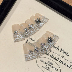 Handmade French Spiderweb Press-On Nails-Square| Short