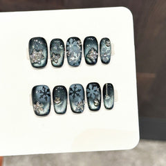 Ditto super sparkly medium square press-on nails reusable design