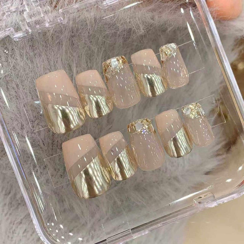 Ditto misty isle elegy medium square press-on nails reusable design