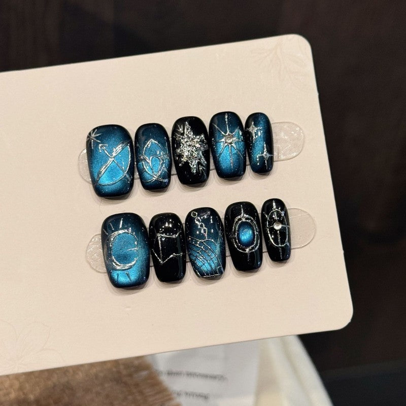 Ditto cat's eye medium square press-on nails reusable design