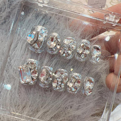 Ditto handmade diamond frost luxe press-on nails short square reusable fake nails