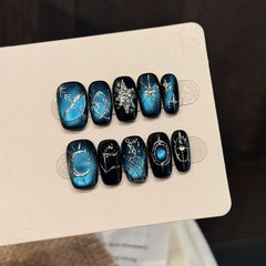 Ditto cat's eye medium square press-on nails reusable design