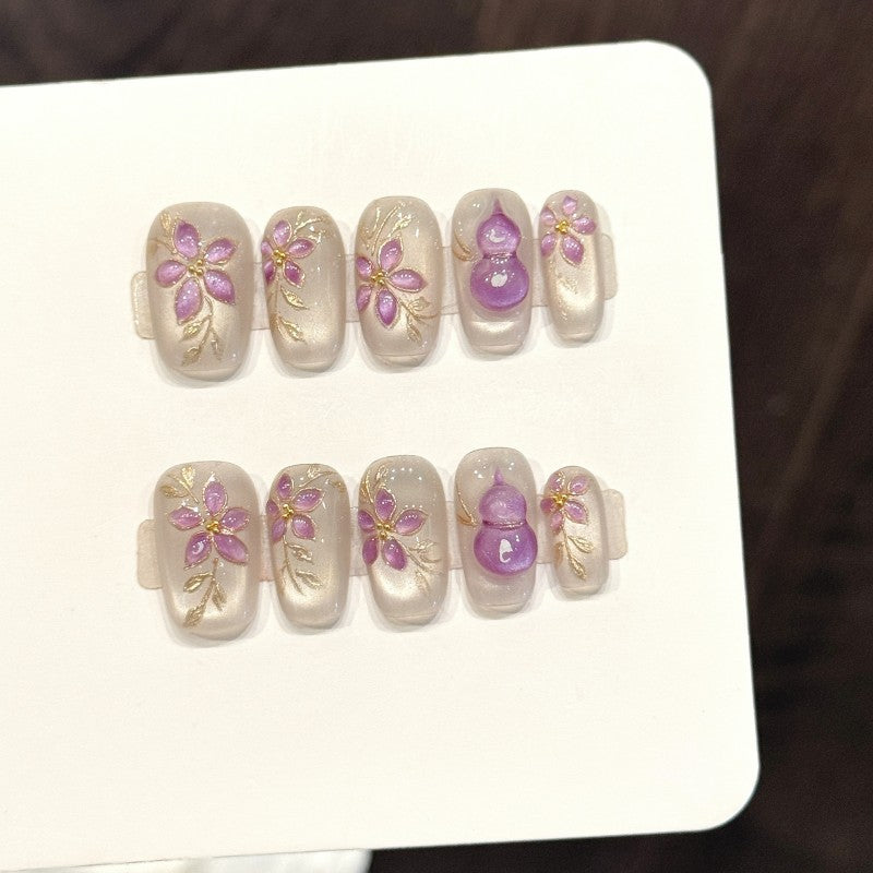 Ditto gentle-style medium square press-on nails reusable design