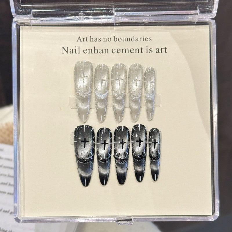 Ditto AB-style extra long stiletto press-on nails reusable design