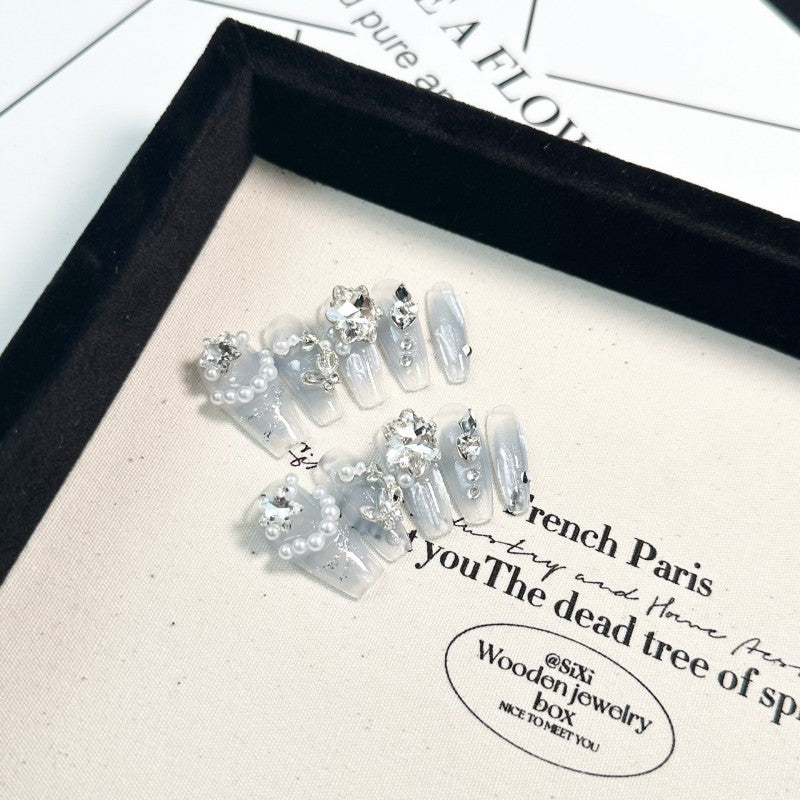 Handmade Ocean-Melt Ombré Press-On Nails –Medium BALLET | 10 PCS Set