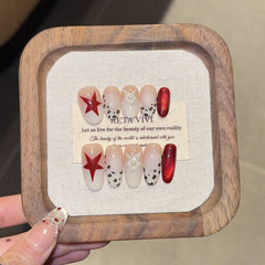 Ditto milk foam leopard short oval press-on nails reusable design