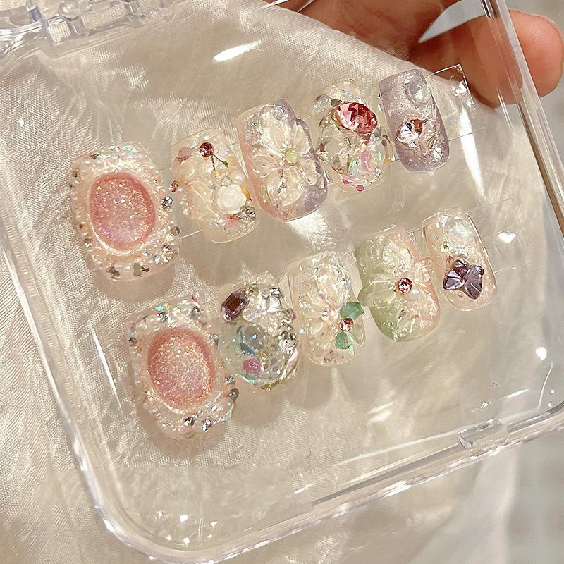 Ditto handmade winter luxe press-on nails short square reusable fake nails